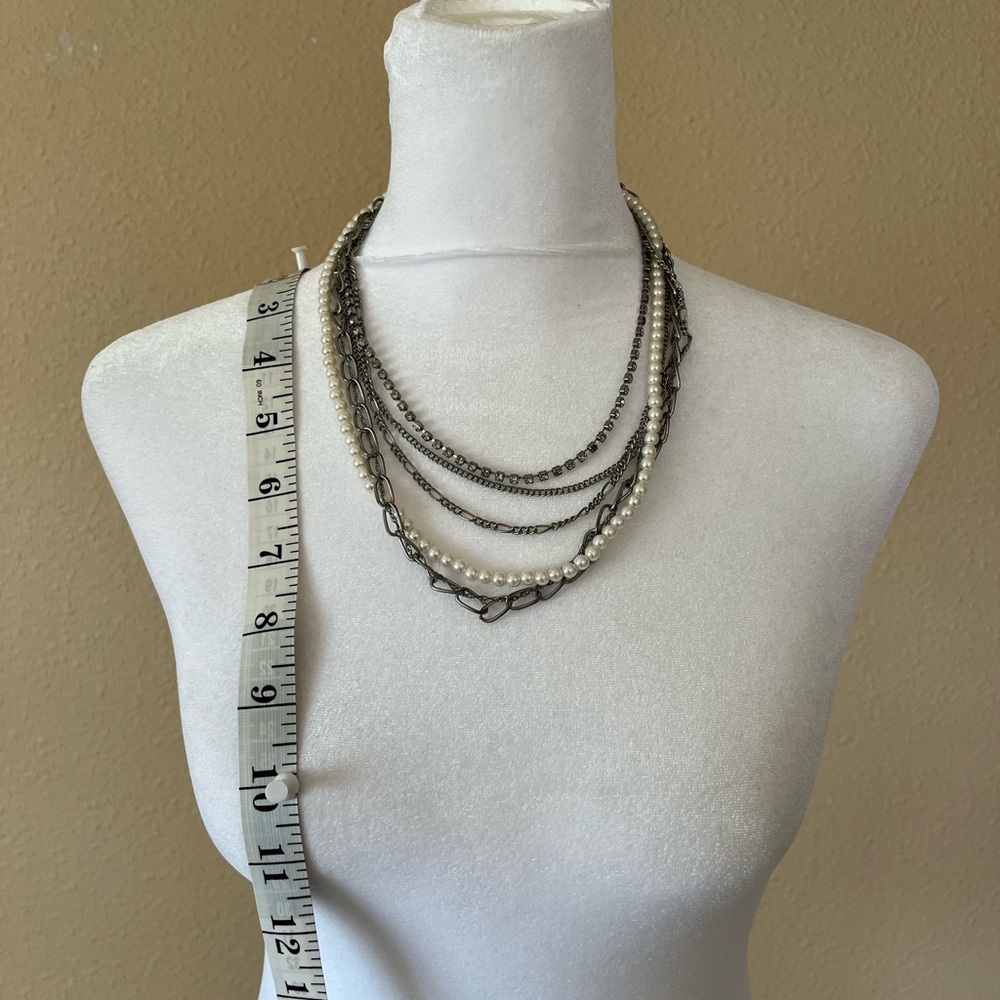 Elegant Silver and White Layered Necklace